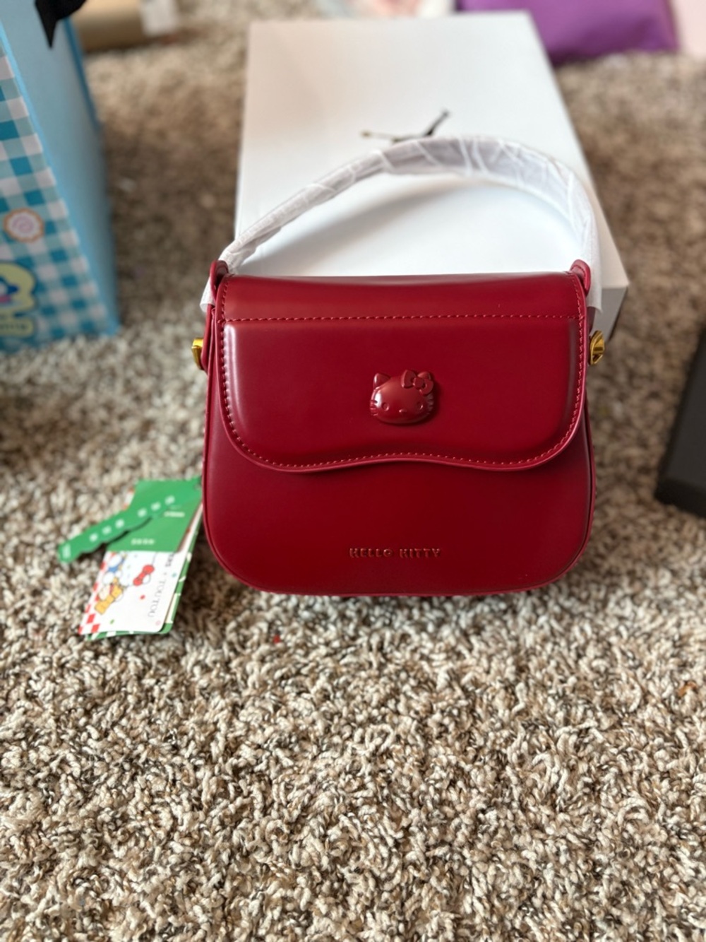 Hello Kitty Red Mini Shoulder Bag with Embossed Face